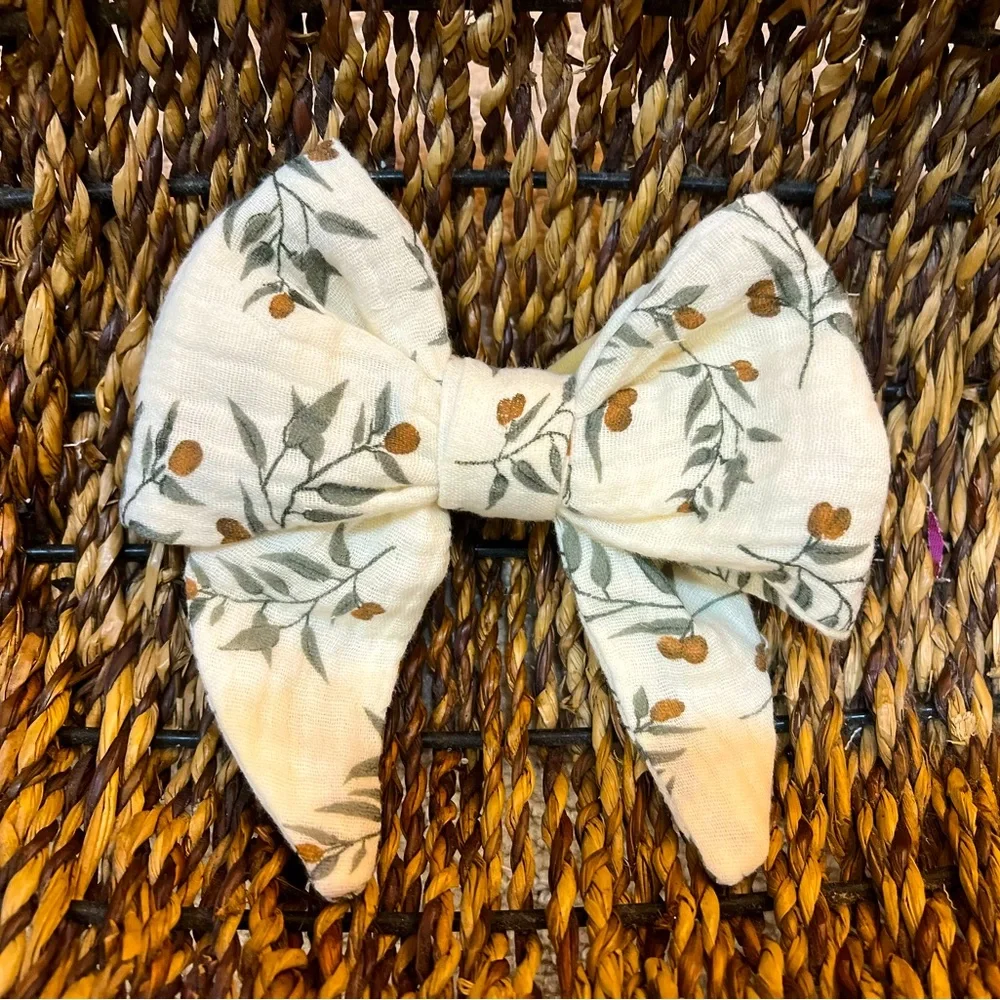 Handmade Floral Cream Hair Bow for Kids one of a kind by JoJo styles